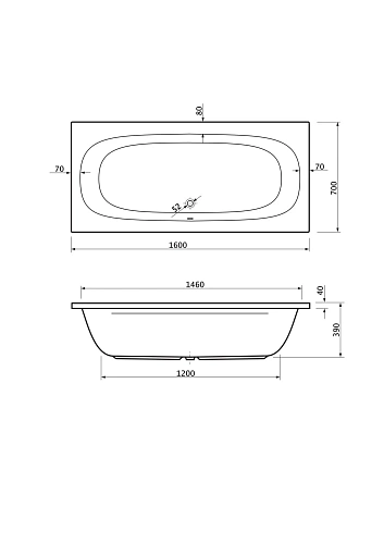 Акриловая ванна CEZARES PIAVE-160-70-42-W37 1600x700 белый Акриловая ванна CEZARES PIAVE-160-70-42-W37 1600x700 белый