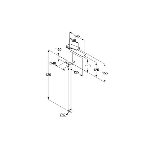 Смеситель для раковины Kludi DECUS 54282N275 оружейная сталь Смеситель для раковины Kludi DECUS 54282N275 оружейная сталь
