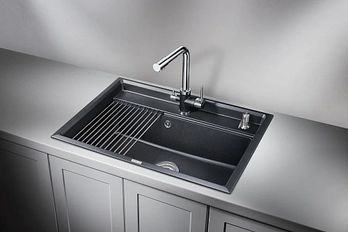 Кухонная мойка Granula KS-7301, ШВАРЦ (чёрный металлик), кварц 730х510 Кухонная мойка Granula KS-7301, ШВАРЦ (чёрный металлик), кварц 730х510