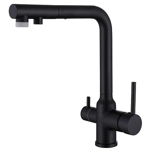 Смеситель для кухни ABBER Emotion AF8814B с подключением фильтра и выдвижной лейкой, черный матовый Смеситель для кухни ABBER Emotion AF8814B с подключением фильтра и выдвижной лейкой, черный матовый