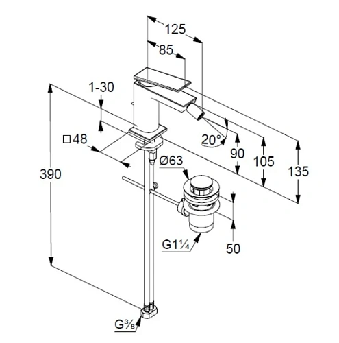 Смеситель для биде Kludi DECUS 542173975 черный матовый Смеситель для биде Kludi DECUS 542173975 черный матовый