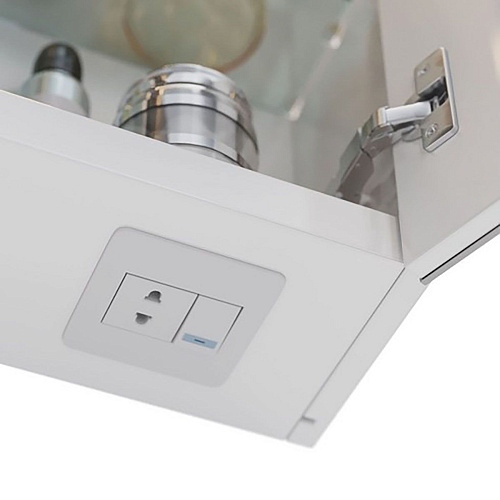 Зеркальный шкаф Lemark ZENON 100х80 с козырьком-подсветкой, с розеткой, белый LM100ZS-Z Зеркальный шкаф Lemark ZENON 100х80 с козырьком-подсветкой, с розеткой, белый LM100ZS-Z