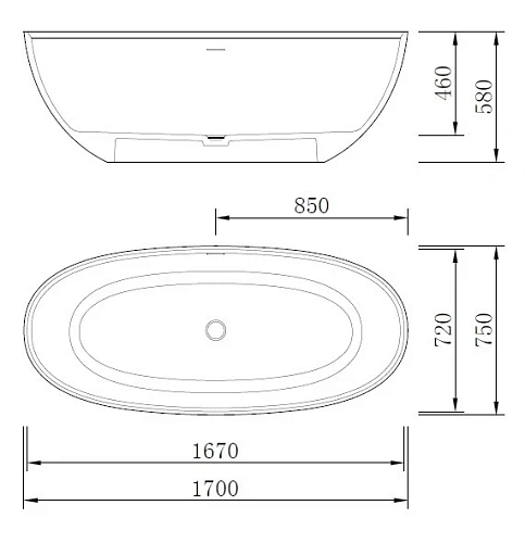 Ванна отдельностоящая NTBagno NT308 1700 из искусственного камня Ванна отдельностоящая NTBagno NT308 1700 из искусственного камня