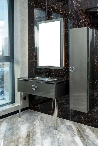 Столешница Boheme Lucido стекло 100см глянцевый графит 852-100-GR Столешница Boheme Lucido стекло 100см глянцевый графит 852-100-GR