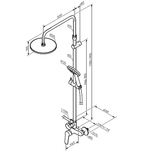 Душевая система Damixa Jupiter 977710300 черный Душевая система Damixa Jupiter 977710300 черный