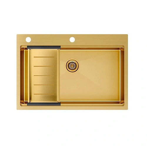 Кухонная мойка Paulmark KRONER-PRO 75 с коландером ADVANCE в цвет мойки, PM707551-BG+A405-BG Кухонная мойка Paulmark KRONER-PRO 75 с коландером ADVANCE в цвет мойки, PM707551-BG+A405-BG