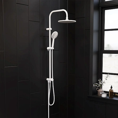 Душевая система Damixa Jupiter 977000200, верхний душ 225 мм штанга 1010 мм, белый Душевая система Damixa Jupiter 977000200, верхний душ 225 мм штанга 1010 мм, белый