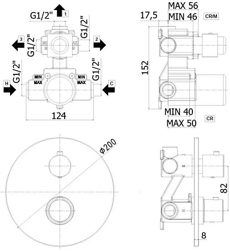 Смеситель для душа Paffoni Light LIQ019NO (с внутренней частью) Смеситель для душа Paffoni Light LIQ019NO (с внутренней частью)