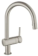 Смеситель для кухни GROHE Minta с выдвижным C-изливом, суперсталь (32321DC0) Смеситель для кухни GROHE Minta с выдвижным C-изливом, суперсталь (32321DC0)