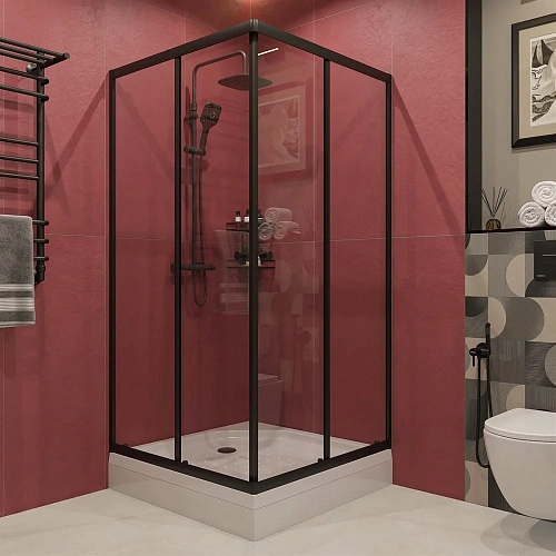 Душевой уголок DIWO Анапа 100х100, профиль черный матовый 569203 Душевой уголок DIWO Анапа 100х100, профиль черный матовый 569203