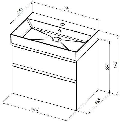 Тумба под раковину Allen Brau Infinity 70 1.210025.WM белый матовый Тумба под раковину Allen Brau Infinity 70 1.210025.WM белый матовый