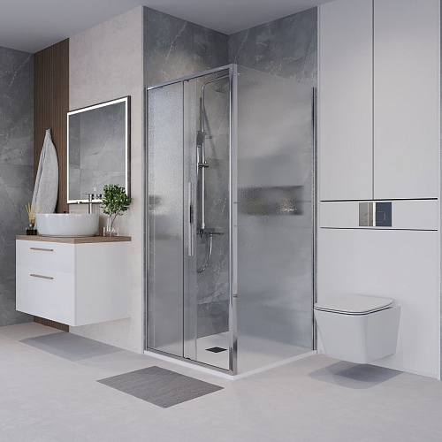 Душевой уголок Niagara Nova NG-65-9CH-CH90-34 (90x90x195) квадратная, раздвижная, хром, стекло шиншиллаа Душевой уголок Niagara Nova NG-65-9CH-CH90-34 (90x90x195) квадратная, раздвижная, хром, стекло шиншиллаа