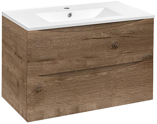 Тумба под раковину Vincea Mia 800 подвесная, 2 выкатных ящика soft close, V.Oak VMC-2MC800VO Тумба под раковину Vincea Mia 800 подвесная, 2 выкатных ящика soft close, V.Oak VMC-2MC800VO