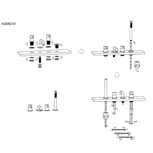 Смеситель на борт ванны AQUAme Siena AQM6219BN никель шлифованный Смеситель на борт ванны AQUAme Siena AQM6219BN никель шлифованный