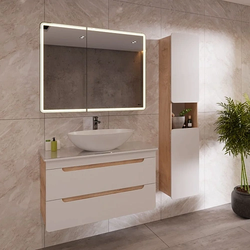 Тумба под раковину Lemark OLIVIA 80 см подвесная, дуб кантри, белый LM08OL80T Тумба под раковину Lemark OLIVIA 80 см подвесная, дуб кантри, белый LM08OL80T