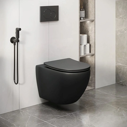 Унитаз подвесной GROSSMAN GR-4411BMS Color 550x365x395 черный матовый безободковый с сиденьем Унитаз подвесной GROSSMAN GR-4411BMS Color 550x365x395 черный матовый безободковый с сиденьем