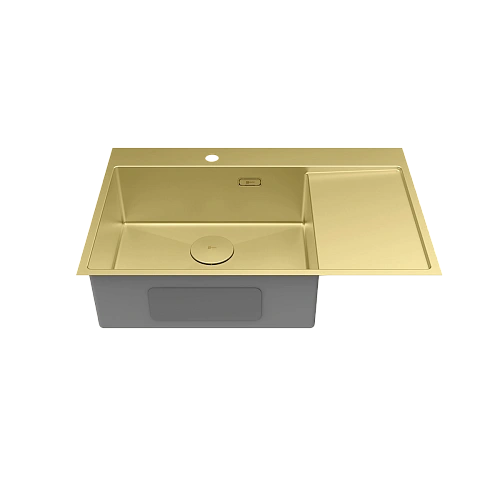 Кухонная мойка Lemark KEZADRA 780L из нержавеющей стали, с крылом (чаша слева), светлое золото 9938150 Кухонная мойка Lemark KEZADRA 780L из нержавеющей стали, с крылом (чаша слева), светлое золото 9938150