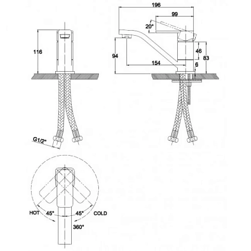 Смеситель для раковины Kaiser 34010-4 Смеситель для раковины Kaiser 34010-4