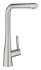 Картинка анонса товара «смеситель для кухни grohe scala с выдвижной лейкой с 2 режимами струи, l-образный излив, суперсталь  30441dc0»