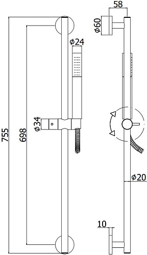 Душевой гарнитур Paffoni Life ZSAL135BO Душевой гарнитур Paffoni Life ZSAL135BO