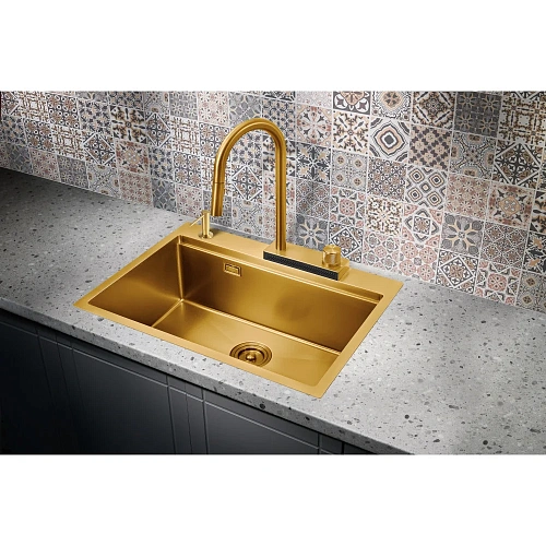 Кухонная мойка Milacio Denia 68 Steel (MC.77418) золото Кухонная мойка Milacio Denia 68 Steel (MC.77418) золото