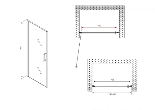 Душевая дверь ABBER Sonnenstrand AG04080B 80 см универсальная, профиль черный, стекло прозрачное Душевая дверь ABBER Sonnenstrand AG04080B 80 см универсальная, профиль черный, стекло прозрачное