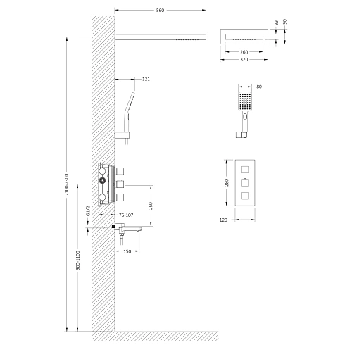Душевая система Timo Petruma SX-5079/00SM встраиваемая с термостатом хром Душевая система Timo Petruma SX-5079/00SM встраиваемая с термостатом хром