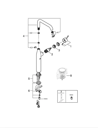 Смеситель для раковины GROHE Essence+ свободностоящий, хром (32901001) Смеситель для раковины GROHE Essence+ свободностоящий, хром (32901001)