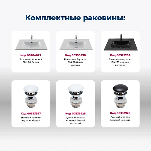 Тумба с раковиной Aquanet Джейн 70 00332545 белый матовый Тумба с раковиной Aquanet Джейн 70 00332545 белый матовый