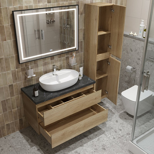 Тумба со столешницей и раковиной BelBagno KRAFT 100 kraft100rnn-kepmno-1346-set подвесная KRAFT100RNN-KEPMNO-1346-SET Тумба со столешницей и раковиной BelBagno KRAFT 100 kraft100rnn-kepmno-1346-set подвесная KRAFT100RNN-KEPMNO-1346-SET