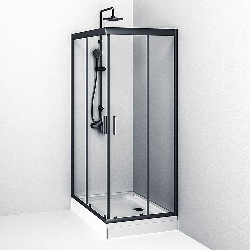 Душевой уголок AM.PM Gem W90G-404-120280-BT Twin Slide 120x80, профиль черный матовый, стекло прозрачное Душевой уголок AM.PM Gem W90G-404-120280-BT Twin Slide 120x80, профиль черный матовый, стекло прозрачное