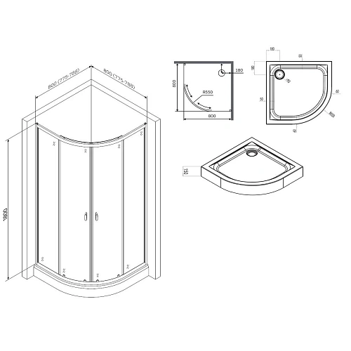 Душевой уголок AM.PM X-Joy W88E-205-080MT64 Twin Slide c поддоном, 80x80, профиль хром матовый Душевой уголок AM.PM X-Joy W88E-205-080MT64 Twin Slide c поддоном, 80x80, профиль хром матовый