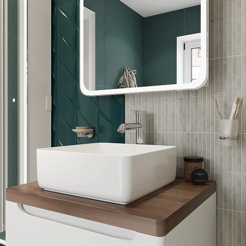 Тумба с раковиной STWORKI Берген 60 белая с темной столешницей, City 1 549372 Тумба с раковиной STWORKI Берген 60 белая с темной столешницей, City 1 549372