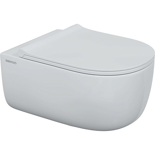 Унитаз подвесной BERGES EGO XL Rimless 54 см сиденье дюропласт, микролифт, быстросъемное 082138 Унитаз подвесной BERGES EGO XL Rimless 54 см сиденье дюропласт, микролифт, быстросъемное 082138