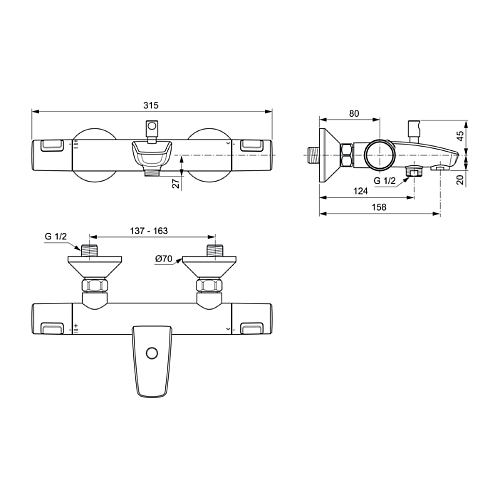 Комплект смесителей Ideal Standard CERATHERM T25 BC984AA Комплект смесителей Ideal Standard CERATHERM T25 BC984AA