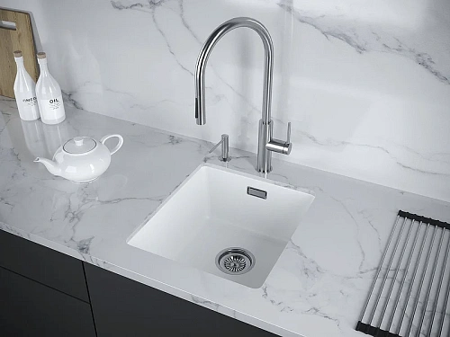 Кухонная мойка Paulmark LUMI 41UNI LU41-WH, белый, 410х460 Кухонная мойка Paulmark LUMI 41UNI LU41-WH, белый, 410х460