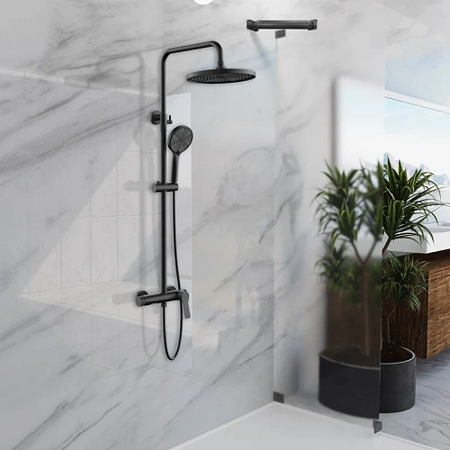 Душевая система Vincea Arco VSFS-4AR1MB с изливом, черный матовый Душевая система Vincea Arco VSFS-4AR1MB с изливом, черный матовый