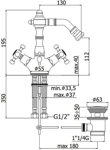 Смеситель для биде Paffoni Belinda FBLV135CR Смеситель для биде Paffoni Belinda FBLV135CR