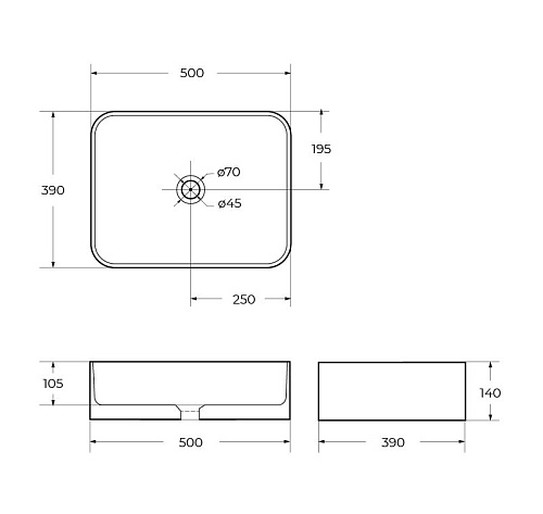 Раковина BelBagno BB1304 500x390 белый Раковина BelBagno BB1304 500x390 белый