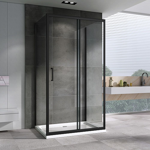 Душевой уголок ABBER Schwarzer Diamant AG30140B-S90B-S90B 140x90 см универсальный, профиль черный, стекло прозрачное Душевой уголок ABBER Schwarzer Diamant AG30140B-S90B-S90B 140x90 см универсальный, профиль черный, стекло прозрачное