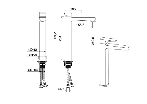 Смеситель для раковины Wonzon & Woghand хром (WW-88019068-CR) Смеситель для раковины Wonzon & Woghand хром (WW-88019068-CR)
