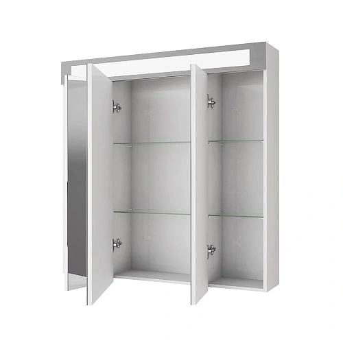 Зеркальный шкаф DREJA UNI, 80 см, 3 дверцы, 6 стеклянных полок, с подсветкой и выключателем, белый 9 99.9003 Зеркальный шкаф DREJA UNI, 80 см, 3 дверцы, 6 стеклянных полок, с подсветкой и выключателем, белый 9 99.9003