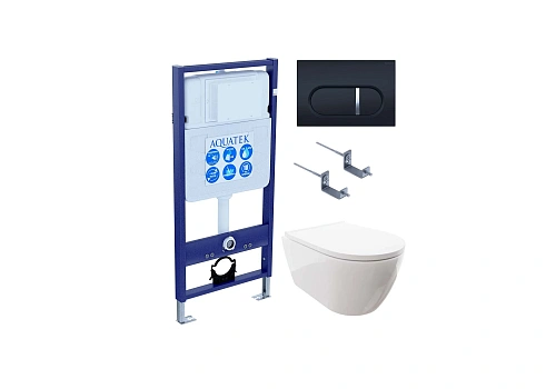Комплект унитаза SET AQUATEK ПОЛАРИС-045 4в1 с инсталляцией, креплением, клавишей смыва и сиденьем микролифт Комплект унитаза SET AQUATEK ПОЛАРИС-045 4в1 с инсталляцией, креплением, клавишей смыва и сиденьем микролифт