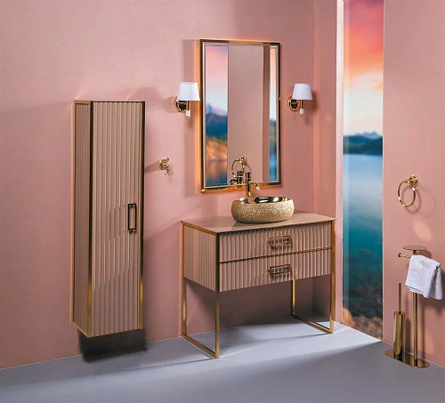 Шкаф-пенал Armadi Art MONACO 868-CPG капучино глянец + золото без ножек Шкаф-пенал Armadi Art MONACO 868-CPG капучино глянец + золото без ножек