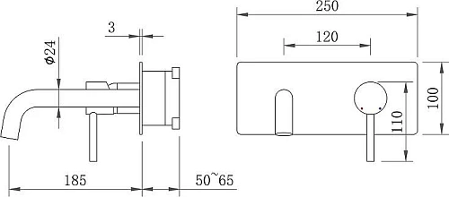 Смеситель для раковины VENTAS R 076009 скрытого монтажа, совместный, хром глянцевый Смеситель для раковины VENTAS R 076009 скрытого монтажа, совместный, хром глянцевый