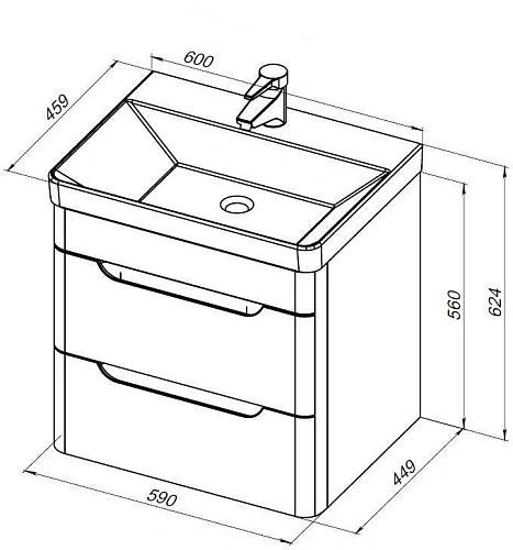 Тумба под раковину Aquanet София 60 белый глянец (2 ящика) 00288905 Тумба под раковину Aquanet София 60 белый глянец (2 ящика) 00288905