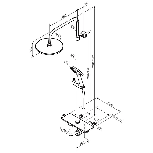 Душевая система Damixa Jupiter 977750000 с термостом хром Душевая система Damixa Jupiter 977750000 с термостом хром