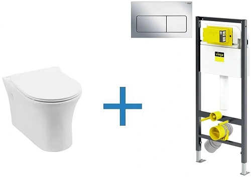 Комплект унитаза с инсталляцией Aquanet Rimless Roll-W CL-12249D (инсталляция Viega Prevista Dry 852 Roll-W + 792824 Комплект унитаза с инсталляцией Aquanet Rimless Roll-W CL-12249D (инсталляция Viega Prevista Dry 852 Roll-W + 792824