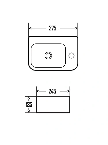 Раковина AQUAme AQM5006R с отверстием под смеситель правая 375х245х135 Раковина AQUAme AQM5006R с отверстием под смеситель правая 375х245х135
