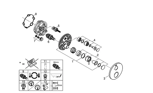 Смеситель для душа GROHE Atrio, хром (24134003) внешняя часть термостата Смеситель для душа GROHE Atrio, хром (24134003) внешняя часть термостата